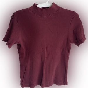 Vintage Crossroads Burgundy ribbed short sleeve Turtleneck size M